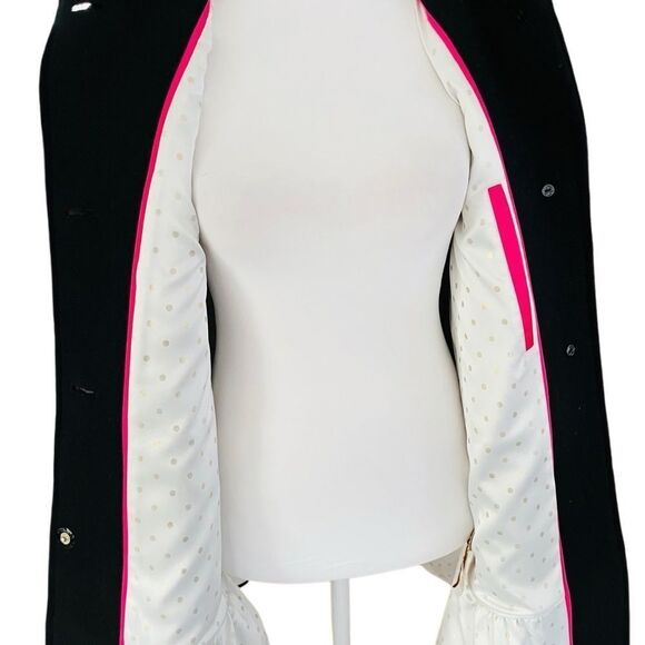 Kate Spade wool blend peplum ruffled button front coat in black Size XSmall - Picture 7 of 11